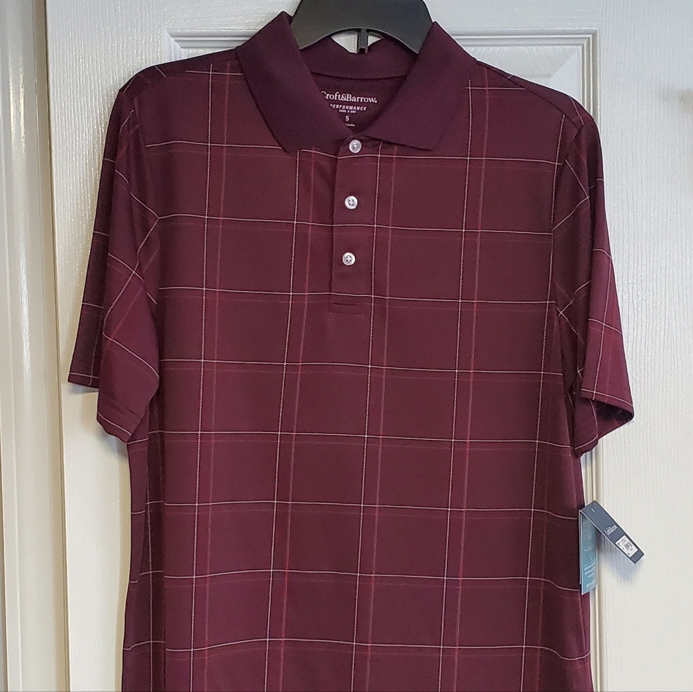 Croft & Barrow Signature Polo Men's Short Sleeve Burgundy Size Small.